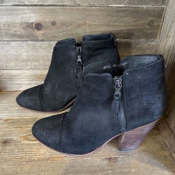 Womens Rag & Bone‎ Black Suede Ankle Heeled Booties Boots Size EUR 38 US 8 M GUC - Picture 2 of 6